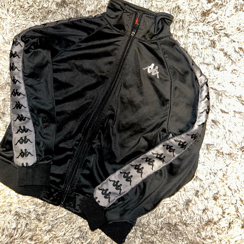 Kappa Black and Gray Logo Track Jacket